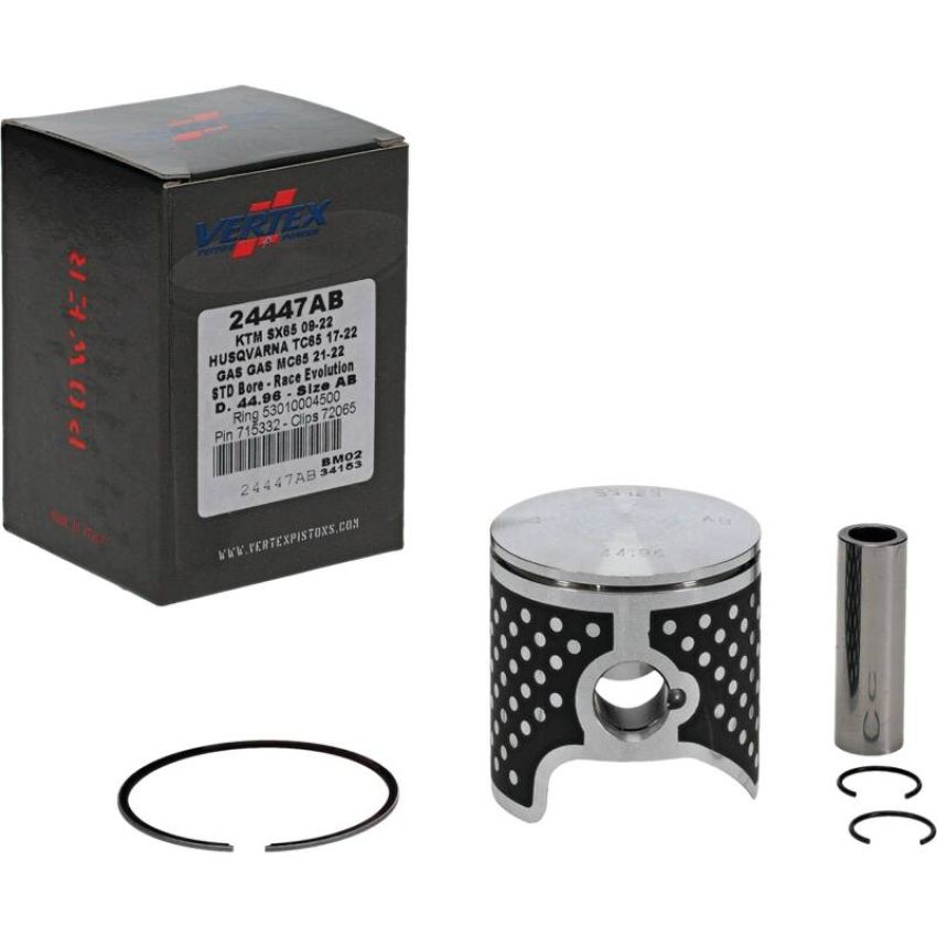 Vertex Pistons 24447AB Vertex Piston 09-24 KTM 65 SX 65cc Cast Race Evolution Piston Kit