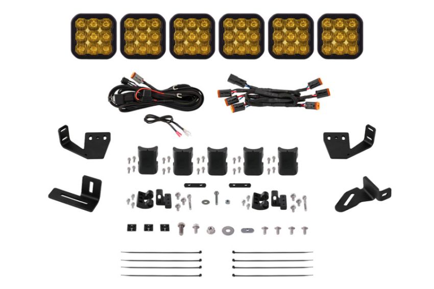 Diode Dynamics DD7819 Prinsu/Sherpa Roof Racks SS5 6-Pod CrossLink Mounting Kit - Sport Yellow Driving