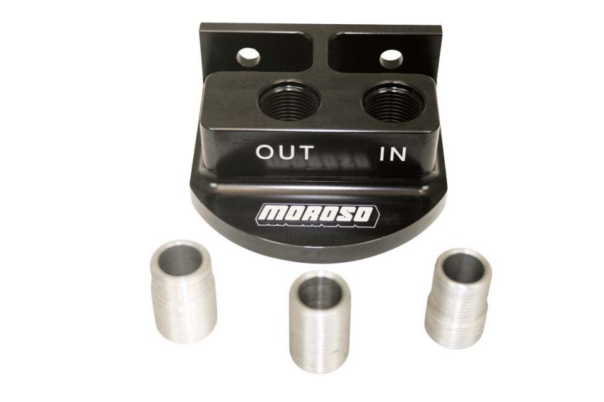 Moroso 23767 Remote Spin On Oil Filter Mount - 13/16in & 3/4in & 22mm Oil Filters