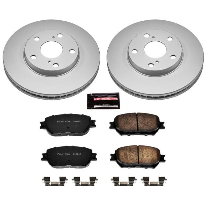 PowerStop CRK1064 Genuine Geomet Coated Rotor and Low-Dust Ceramic Brake Pad Kit