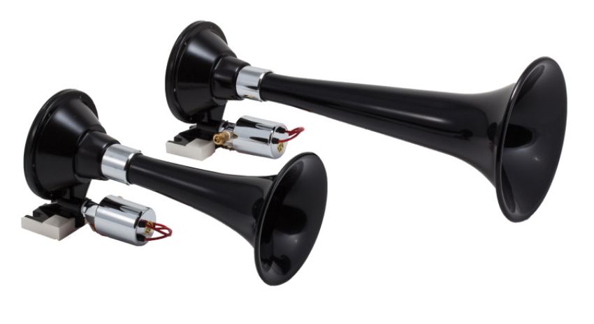 Kleinn Air Horns 220 Kleinn Black Dual Horn/ 13In/8In - High Impact ABS Trumpet/ Zinc Alloy Base