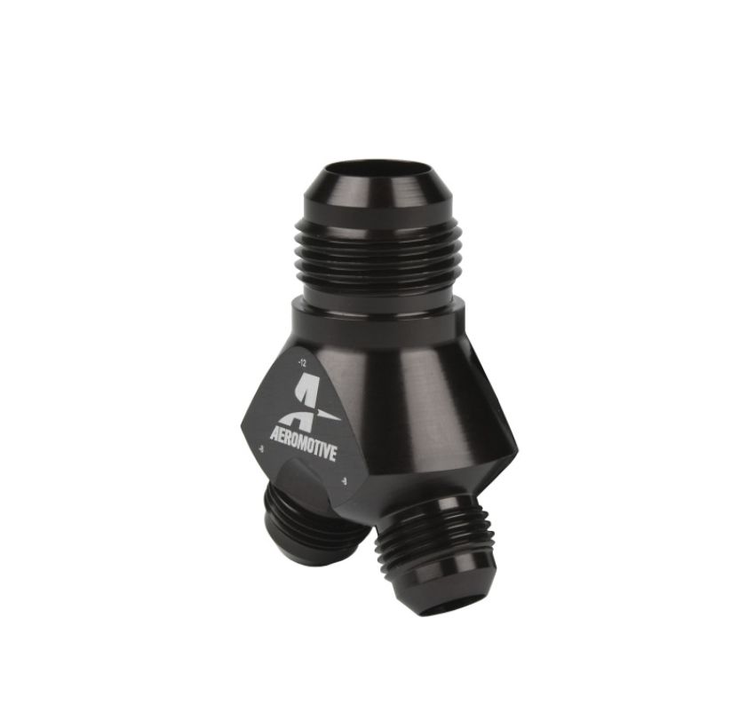 AEROMOTIVE AFS15677 Y-Block Fitting - 12an to 2 x -8an