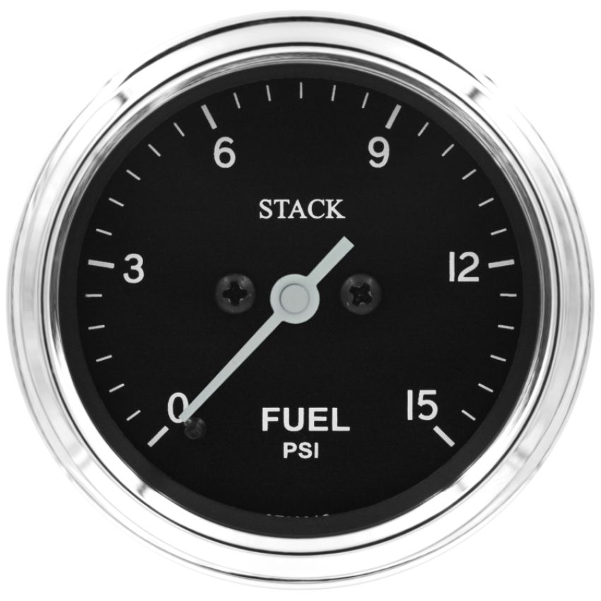 AutoMeter ST3304C Stack 52mm 0-15 PSI 1/8in NPTF Male Pro Stepper Motor Fuel Pressure Gauge - Classic