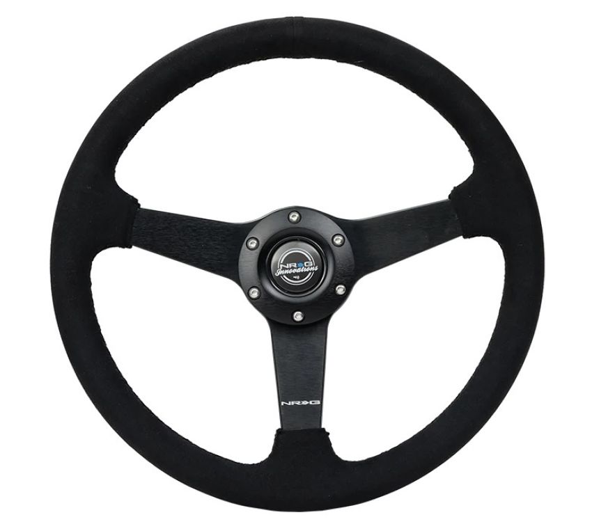 NRG RST-037MB-SA Sport Steering Wheel (350mm/ 1.5in. Deep) Matte Black Spoke/ Black Alcantara w/ Black Stitching
