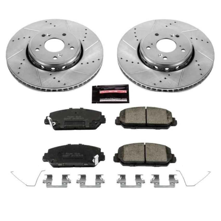 PowerStop K6940 Z23 Daily Driver Carbon-Fiber Ceramic Brake Pad and Drilled & Slotted Rotor Kit