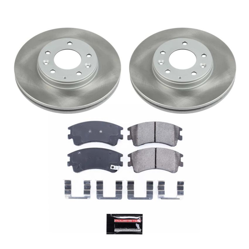 PowerStop SC2448 Semi-Coated Rotor and Low-Dust Ceramic Brake Pad Kit