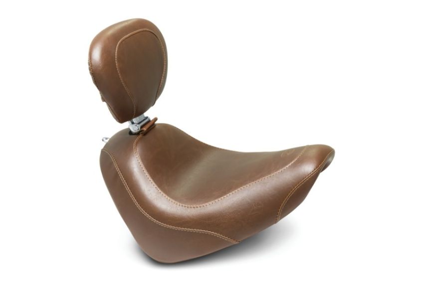 Mustang Motorcycle 83010 Mustang 18-21 Harley Fat Bob Wide Tripper Solo Seat w/Driver Backrest - Brown