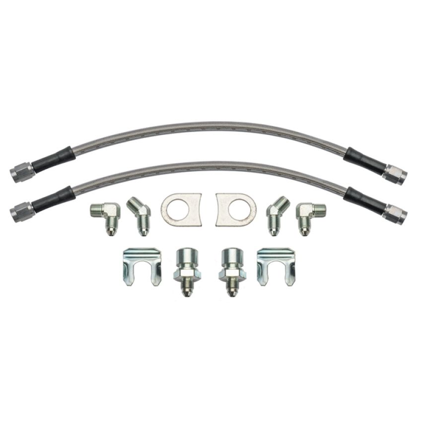 Wilwood 220-17288 12in Length -3 to 3/8-24 IF 1/8-27 NPT 90 Degree Flexline Kit w/ Weld-On Bracket Tabs