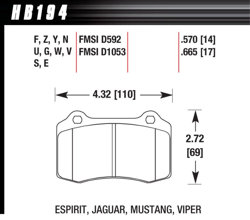 Hawk Performance HB194Z.570 Performance Ceramic Disc Brake Pad