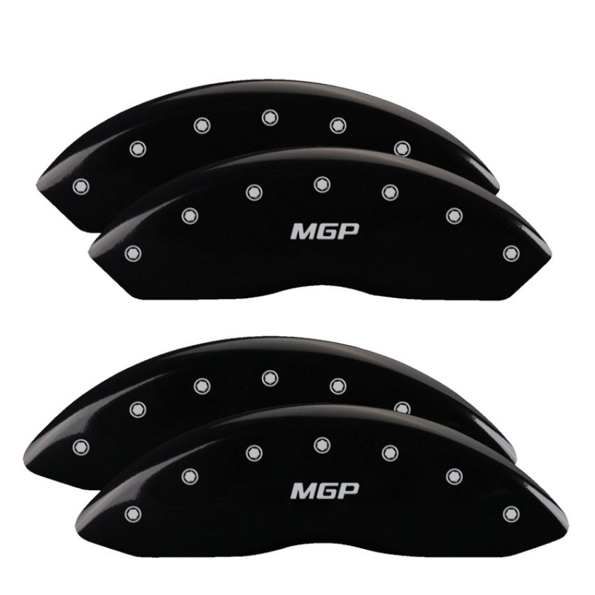 MGP 39015SMGPBK 4 Caliper Covers Engraved Front & Rear  Black finish silver ch