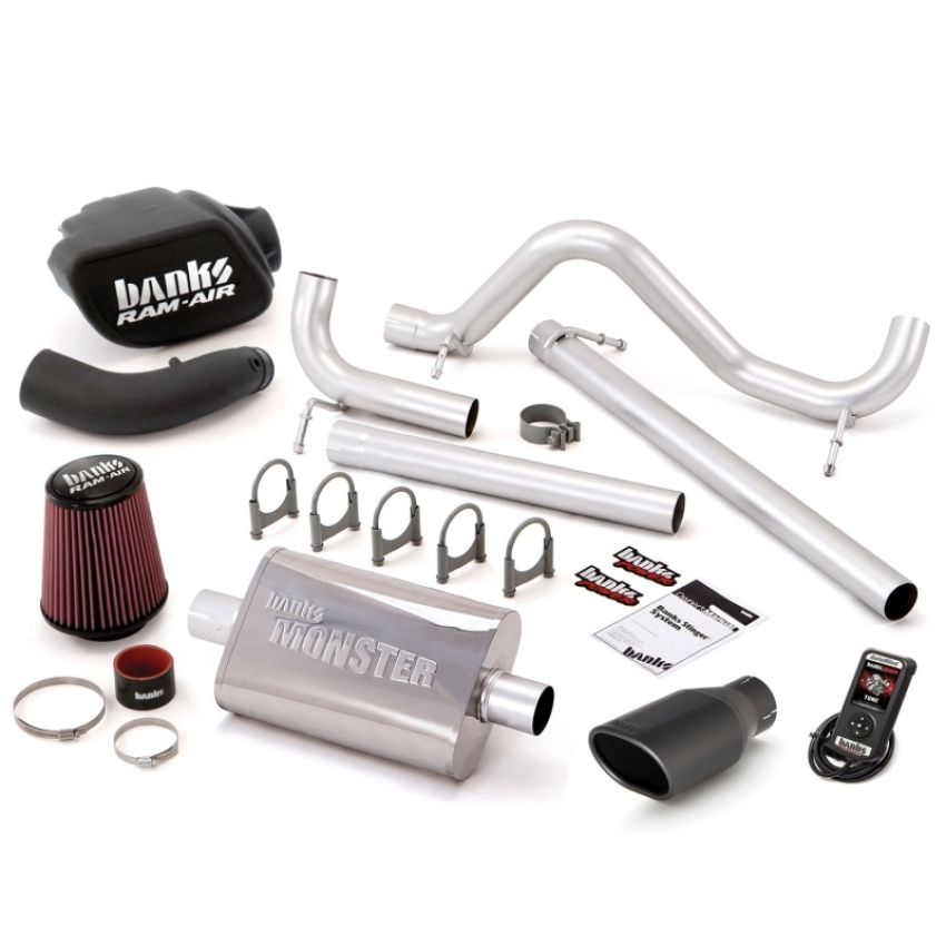 Banks Power 51341-B 07-11 Jeep 3.8L Wrangler - 4dr Stinger Sys w/ AutoMind - SS Single Exhaust w/ Black Tip