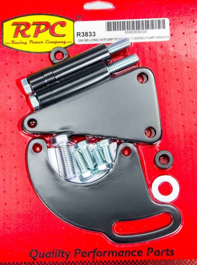 RACING POWER CO-PACKAGED RPCR3833 BBC Saginaw Power Steer Bracket Lwp Black