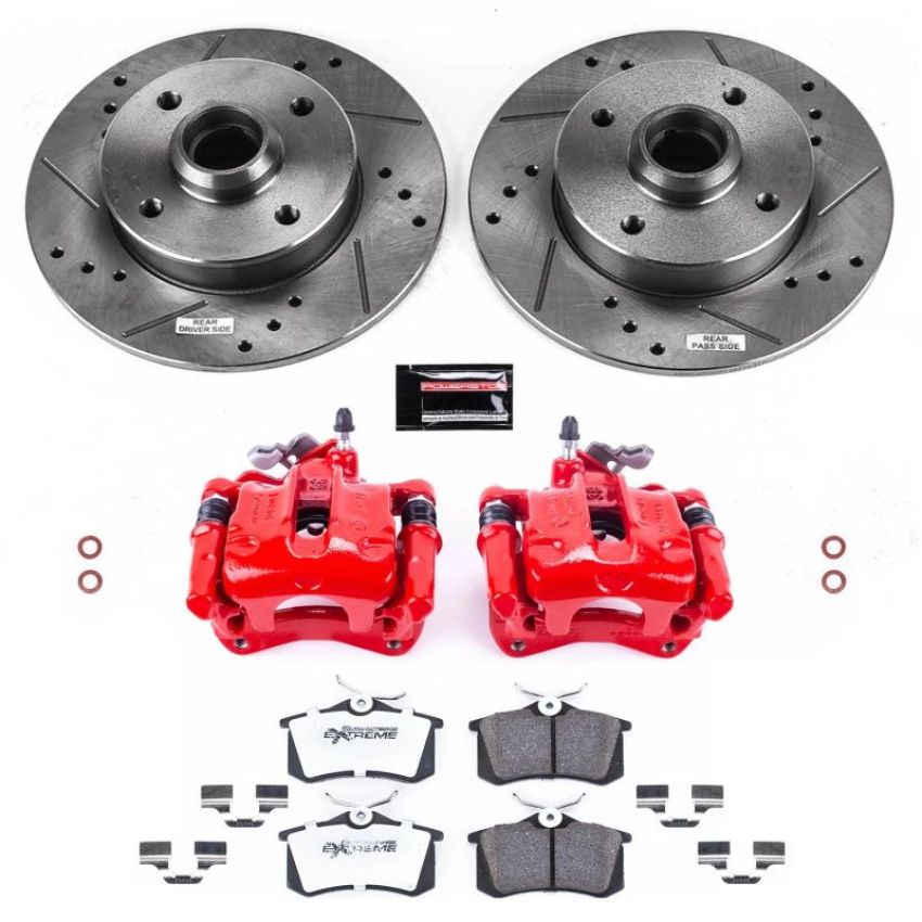 PowerStop KC369A-26 Z26 Street Performance Ceramic Brake Pad, Drilled Slotted Rotor, and Caliper Kit