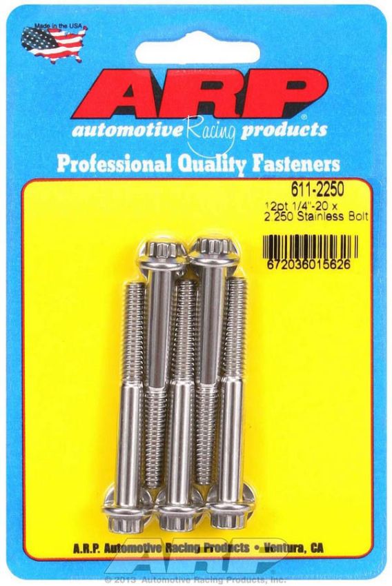 ARP ARP611-2250 S/S Bolt Kit - 12pt. (5) 1/4-20 x 2.250