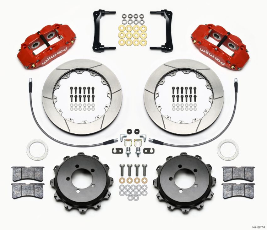 Wilwood 140-12877-R Narrow Superlite 4R Rear Kit 12.88in Red 2008-2012 Subaru WRX w/Lines