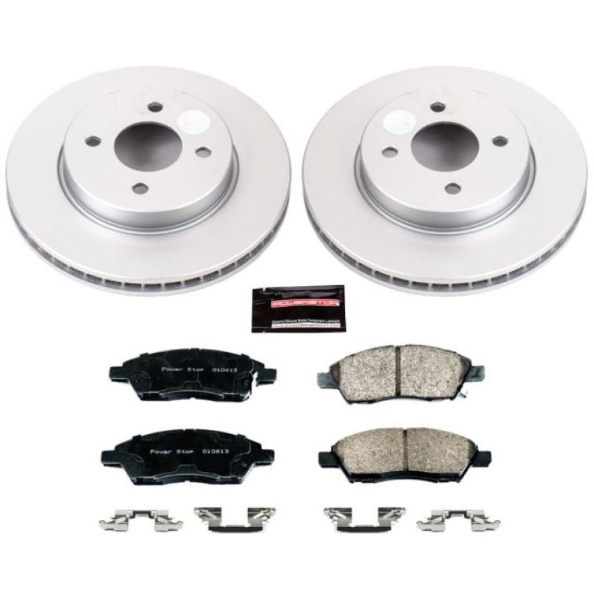 PowerStop CRK6096 Genuine Geomet Coated Rotor and Low-Dust Ceramic Brake Pad Kit