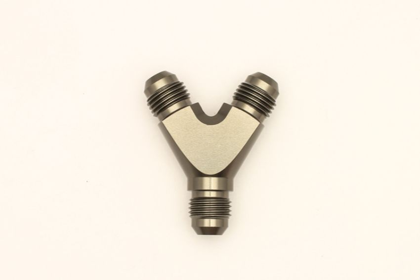 DeatschWerks 6AN Male Flare + 6AN Male Flare to 6AN Male Flare Y Block Fitting