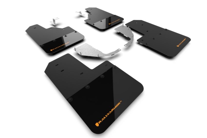 Rally Armor MF85-NO-ST-COR Black Mud Flap/Cy Orange Logo