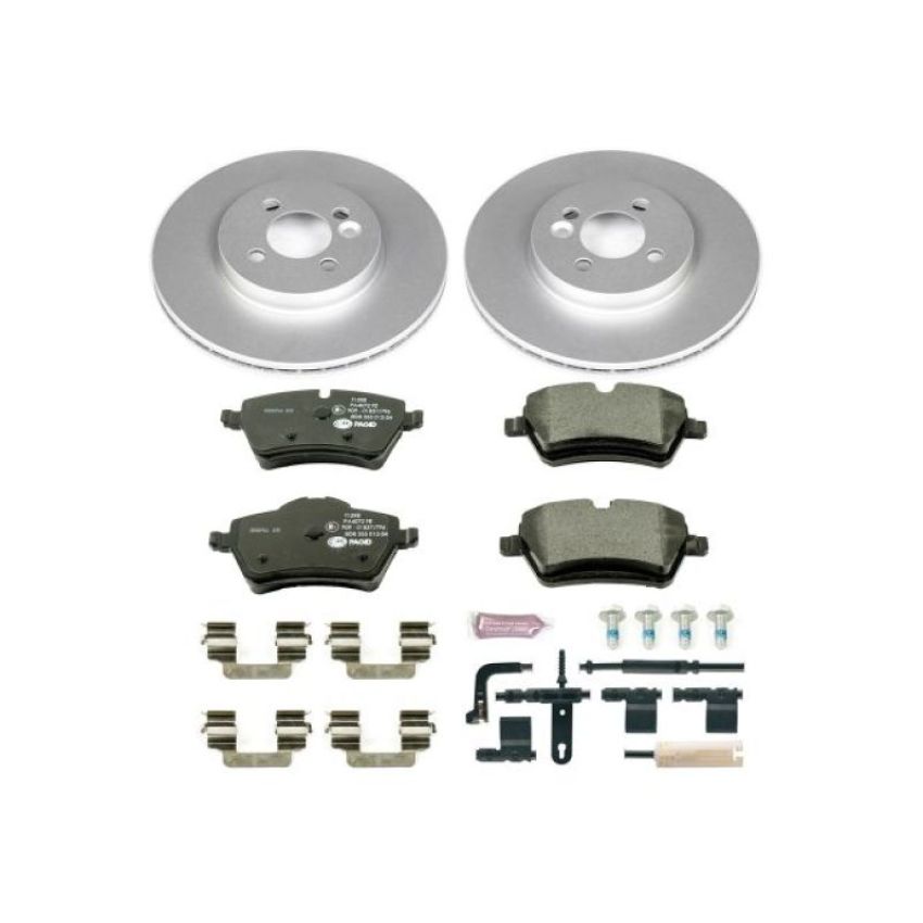 PowerStop ESK6068 Genuine Geomet Coated Rotors, ECE-R90 Brake Pads + Hardware Kit