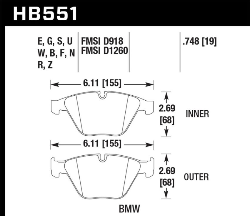 Hawk Performance HB551D.748 ER-1 Disc Brake Pad