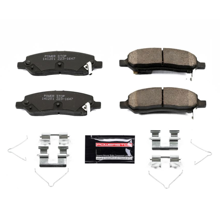 PowerStop Z23-1647 PowerStop - Z23 Daily Driver Carbon-Fiber Ceramic Brake Pads with Hardware Kit