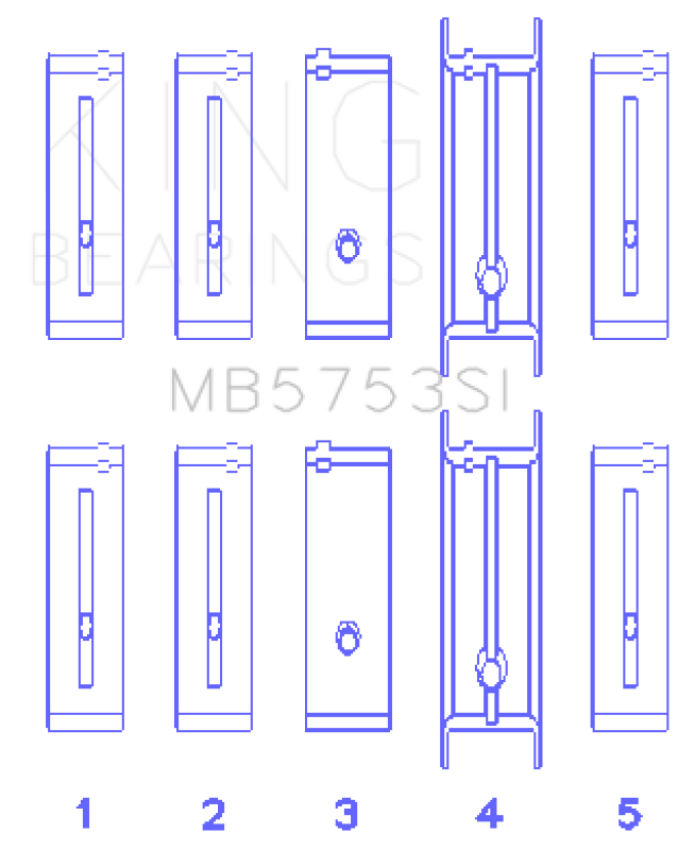 King Engine Bearings MB5753SI0.5 ChevrolET/Isuzu Ohv Ln2 Fl O/S 010 (Size +0.50mm) Main Bearing Set