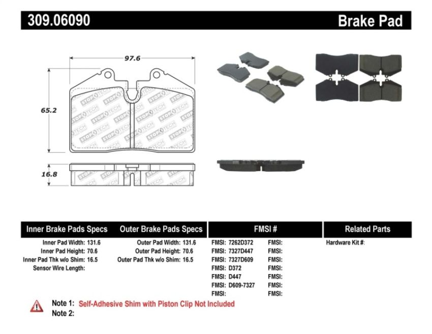 Stoptech 309.06090 Performance ST-40 4 Piston Front Caliper Brake Pads
