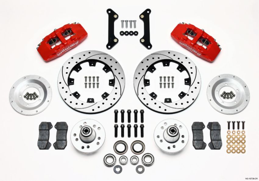Wilwood 140-10738-DR Dynapro 6 Front Hub Kit 12.19in Drilled Red 70-78 Camaro