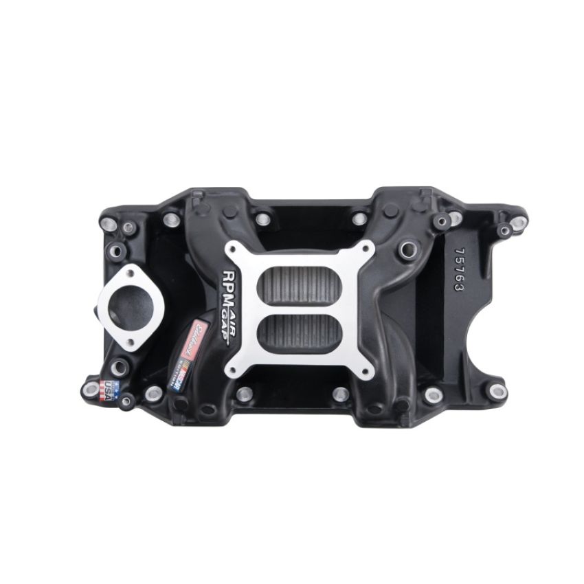 EDELBROCK EDE75763 SBM Performer RPM A/G Manifold - Black Finish