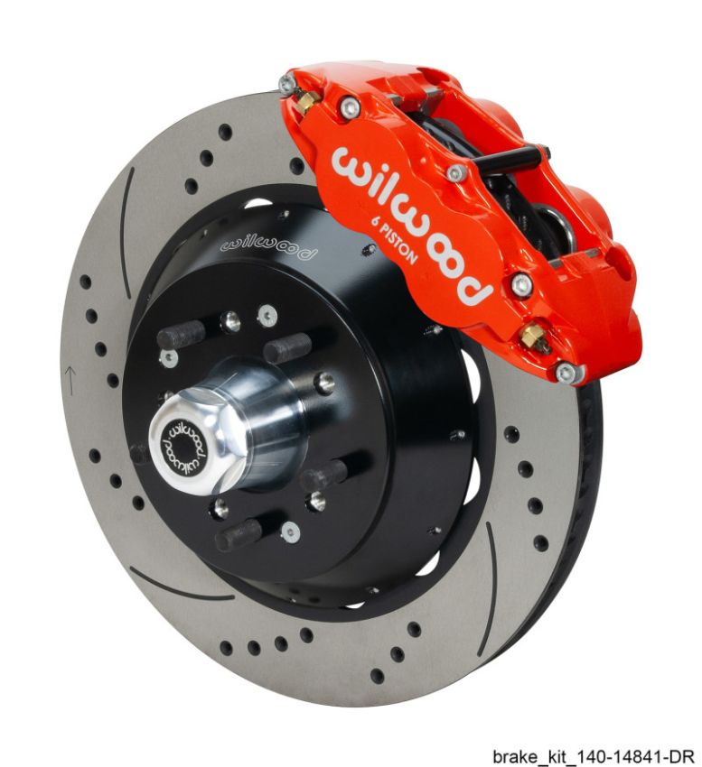 Wilwood 140-14841-DR Narrow Superlite 6R Red Front Big Brake Kit Ford 14in Drilled/Slotted Rotor