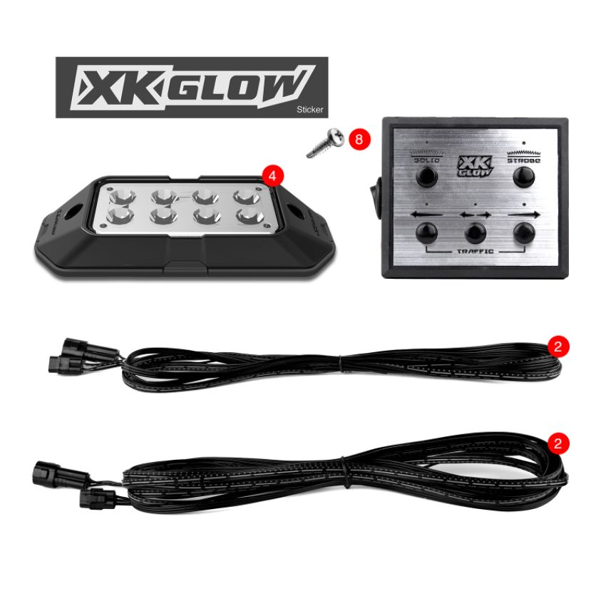 XKGLOW XK052001-4R XK Glow Strobe Pod Lights w/ Traffic Modes Ultra Bright LEDs Multiple Modes + Solid On -Red 4pc