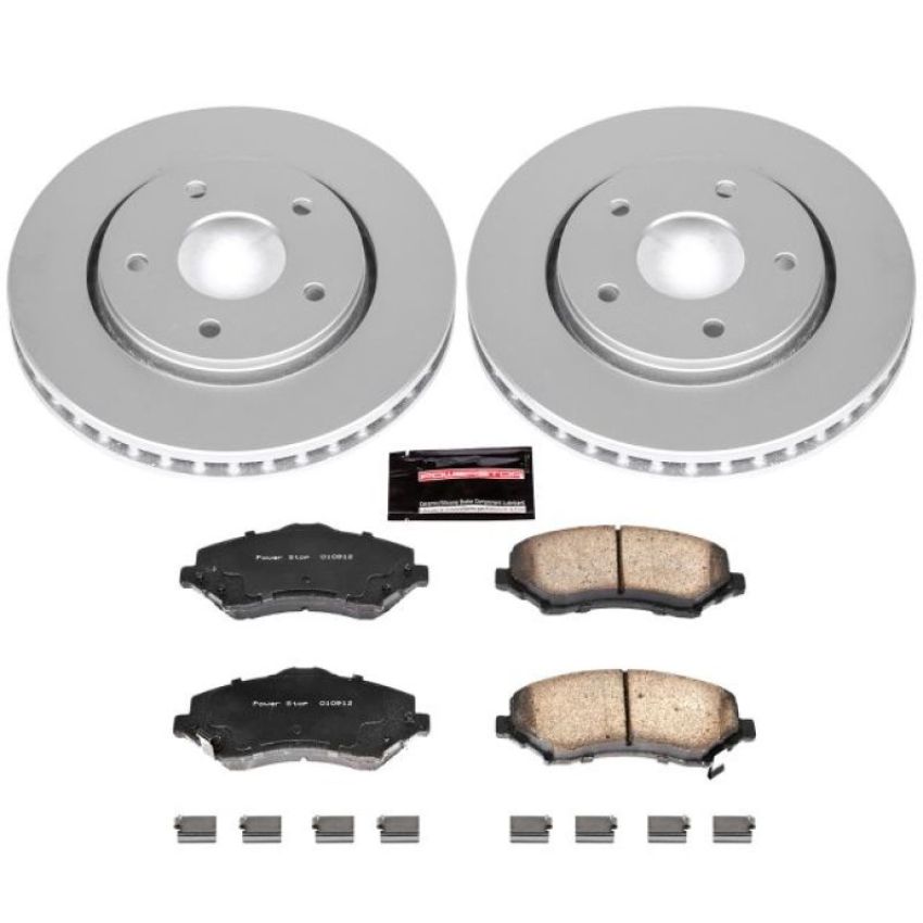 PowerStop CRK3118 Genuine Geomet Coated Rotor and Low-Dust Ceramic Brake Pad Kit