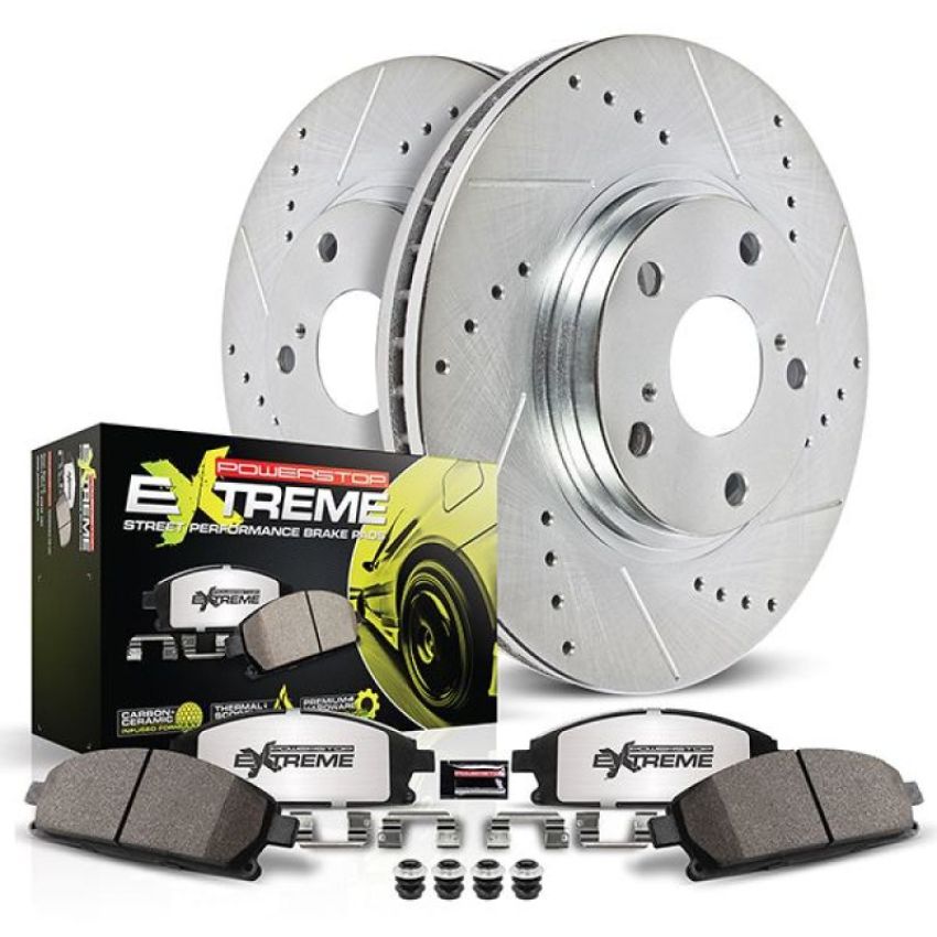 PowerStop K7360-26 Z26 Street Performance Ceramic Brake Pad and Drilled & Slotted Rotor Kit
