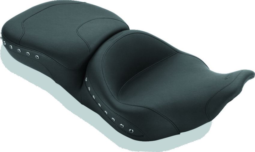 Mustang Motorcycle 76972 Mustang 97-07 Harley Rd King, 06-07 Str Glide, 00-05 Eagle Touring 1PC Seat w/Studs - Black