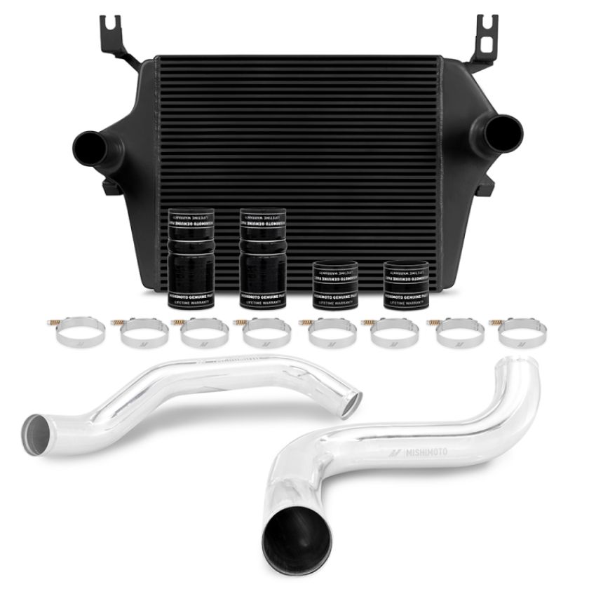 Mishimoto MMINT-F2D-99KBKP 99-03 Ford 7.3L Powerstroke PSD Black Intercooler Kit w/ Polished Pipes