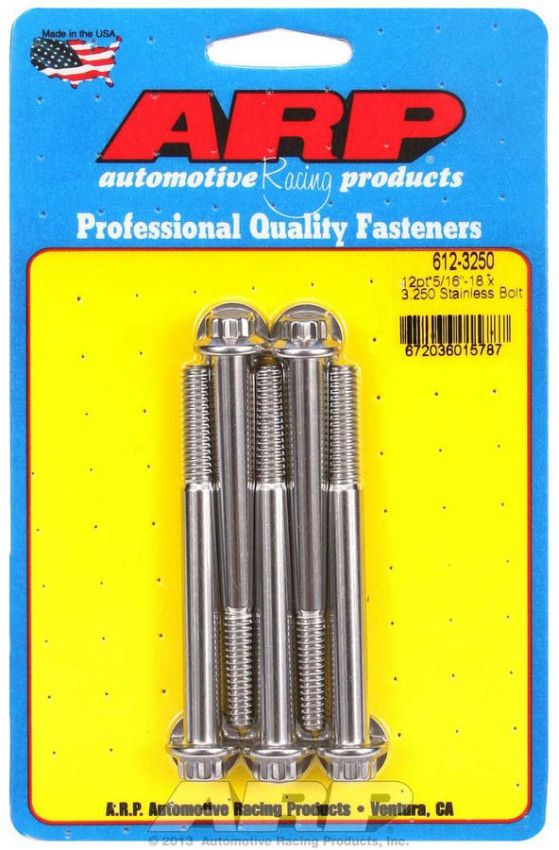 ARP ARP612-3250 S/S Bolt Kit - 12pt. (5) 5/16-18 x 3.250
