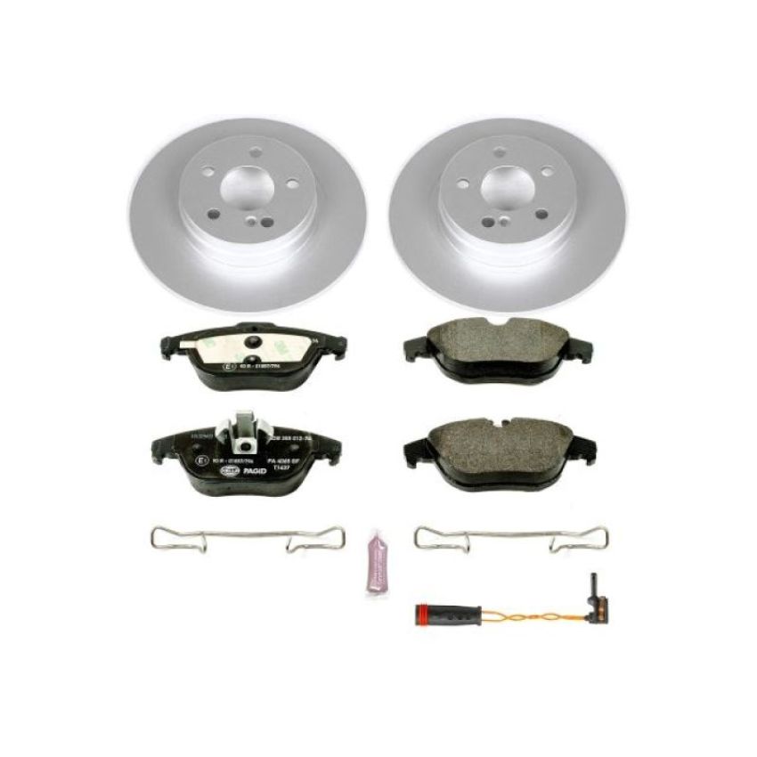 PowerStop ESK5625 Genuine Geomet Coated Rotors, ECE-R90 Brake Pads + Hardware Kit