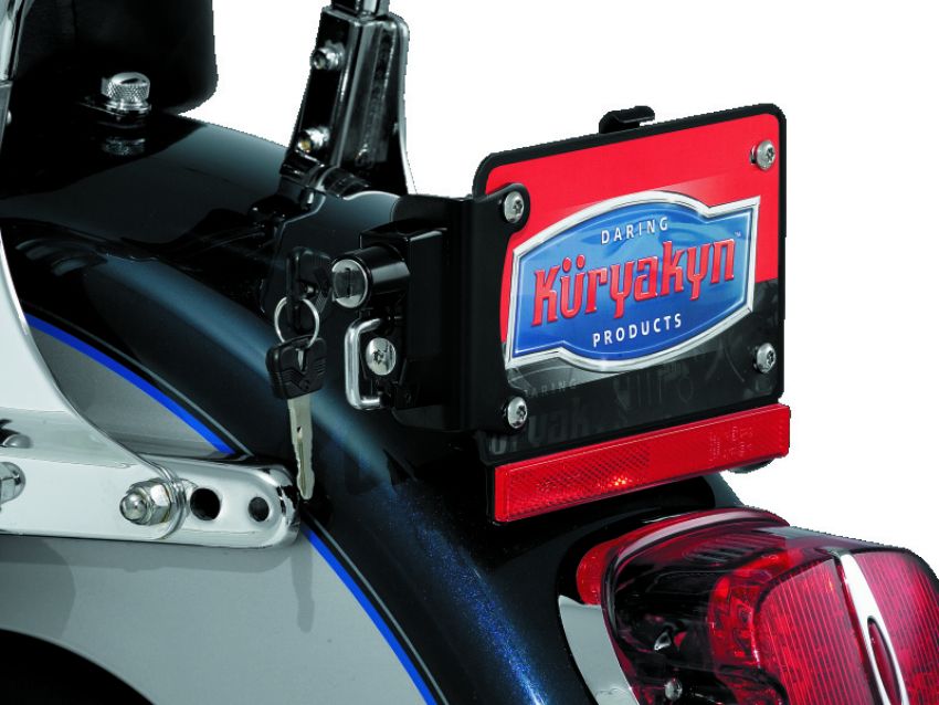 Kuryakyn 4248 License Plate Helmet Lock With Mount Black