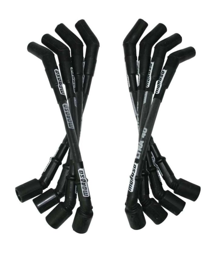Moroso 73851 GM LS Ultra 40 Custom Fit Sleeved Ignition Wire Set 12in 135 Deg Boots - Black
