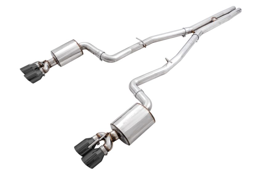 AWE Tuning 3020-43084 2017+ Challenger 5.7 Touring Edition Exhaust - Non-Resonated - Diamond Black Quad Tips