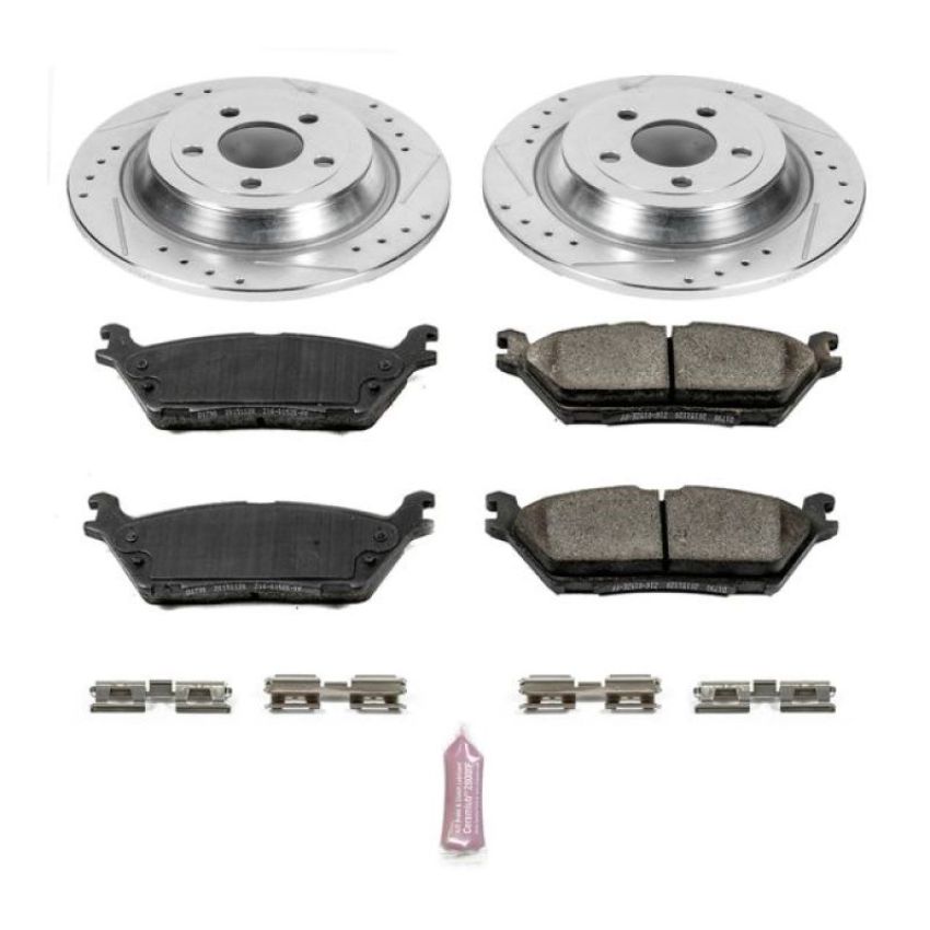 PowerStop K6814 Z23 Daily Driver Carbon-Fiber Ceramic Brake Pad and Drilled & Slotted Rotor Kit
