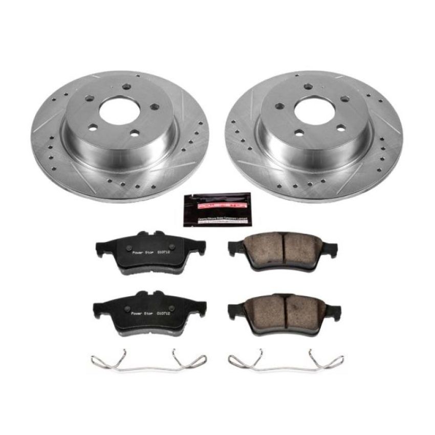 PowerStop K6398 Z23 Daily Driver Carbon-Fiber Ceramic Brake Pad and Drilled & Slotted Rotor Kit