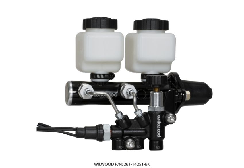 Wilwood 261-14251-BK Tandem Remote M/C Kit w L/H Brkt & Prop Valve - 1in Bore Black