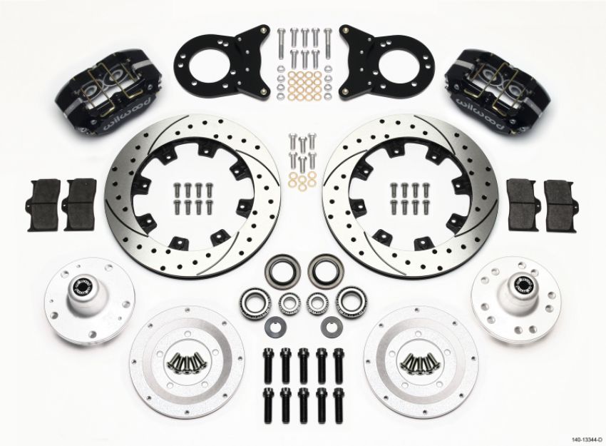 Wilwood 140-13344-D Dynapro Dust-Boot Front Kit 12.19in Drilled 1965-1969 Mustang Disc & Drum Spindle
