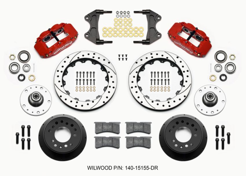 Wilwood 140-15155-DR Narrow Superlite 6R Front Hub Kit 12.88in Drill Red WWE ProSpindle (5x4.75in 5x5.00in Hub)