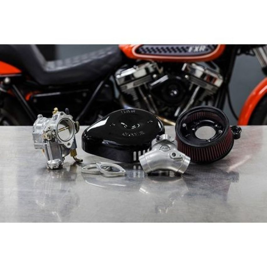 S&S Cycle 110-0148 84-99 BT Super G Carburetor &  Stealth Air Cleaner Kit w/ Black Teardrop