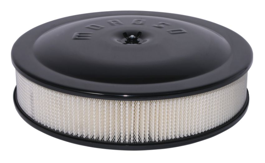 Moroso 65904 Racing Air Cleaner - 14in x 3in Filter - Aluminum - Black Powder Coat