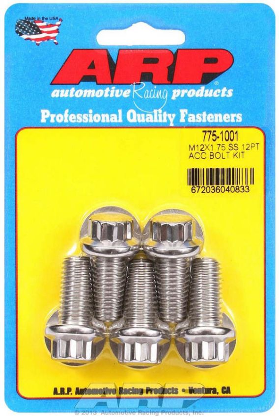 ARP ARP775-1001 S/S Bolt Kit - 12pt. (5) 12mm x 1.75 x 25mm
