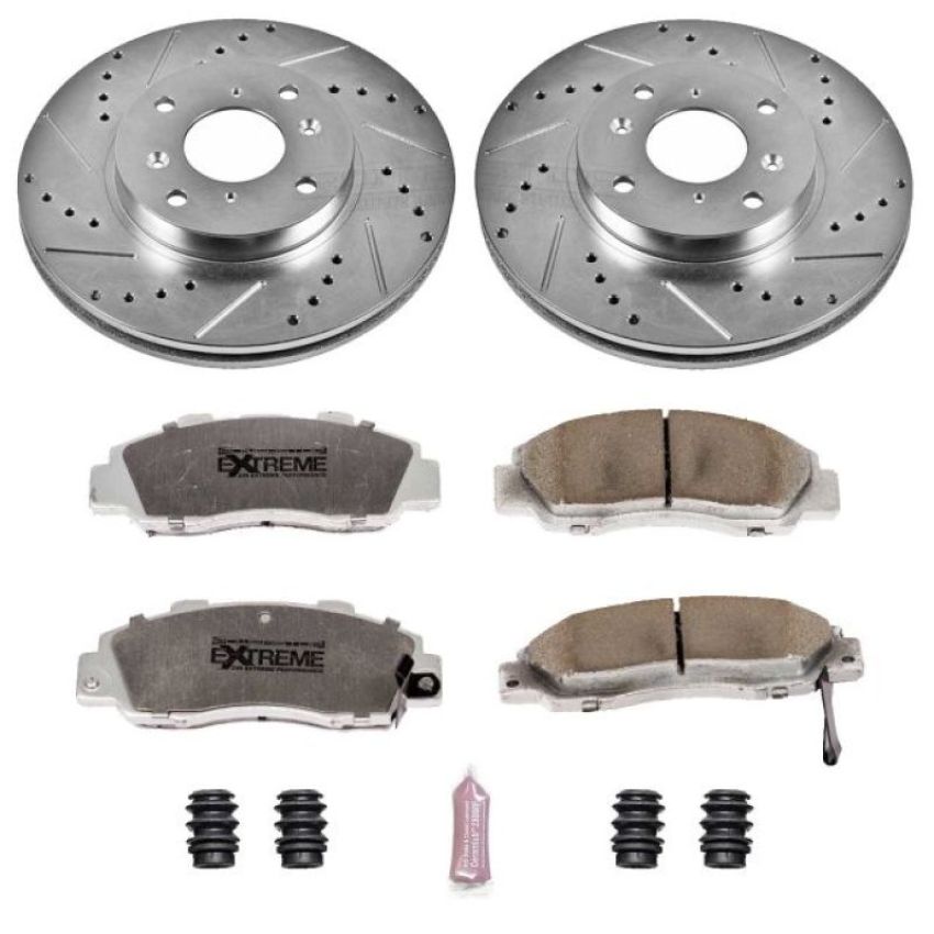 PowerStop K1237-26 Z26 Street Performance Ceramic Brake Pad and Drilled & Slotted Rotor Kit
