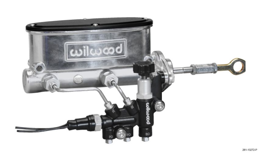Wilwood 261-13272-P HV Tandem M/C Kit w L/H Bracket & Prop Valve - 7/8in Bore Ball Burn.-W/Push